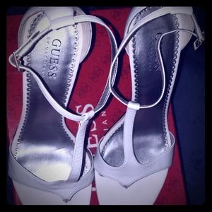 White leather Guess heels